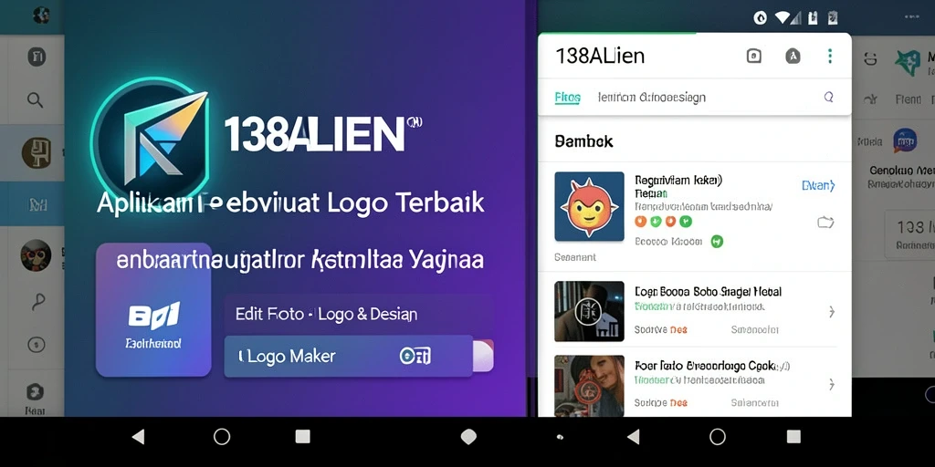 Antarmuka aplikasi 138ALIEN dengan fitur desain logo yang menarik.