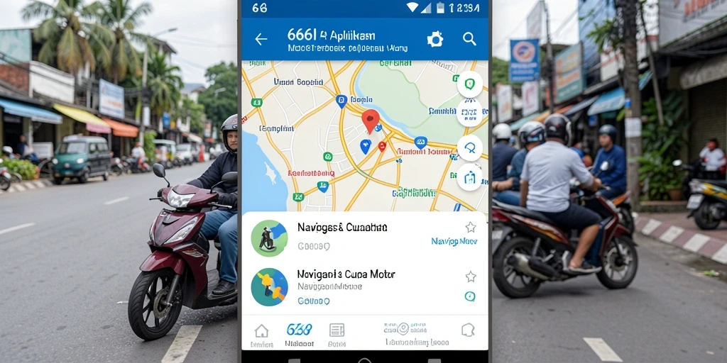Antarmuka aplikasi 666I dengan fungsi Navigasi Motor yang jelas.