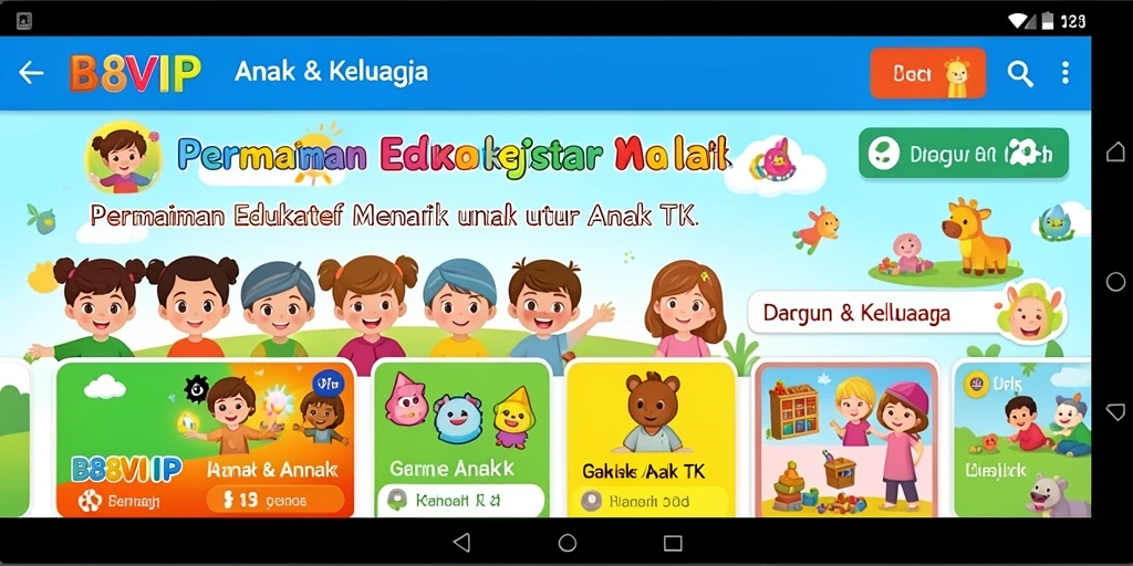 Antarmuka B8VIP yang ramah anak dengan berbagai permainan edukatif.