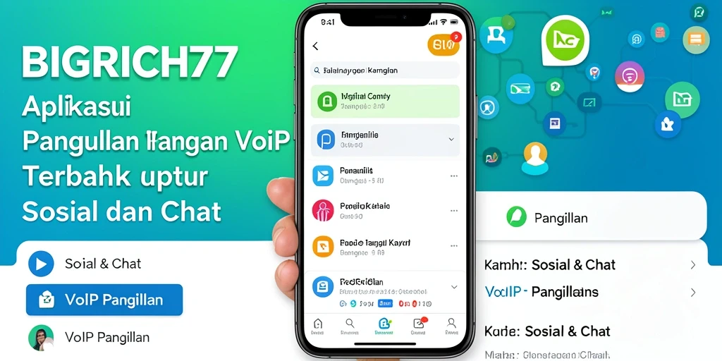 Tampilan antarmuka aplikasi BIGRICH77 dengan fitur panggilan VoIP yang sederhana.