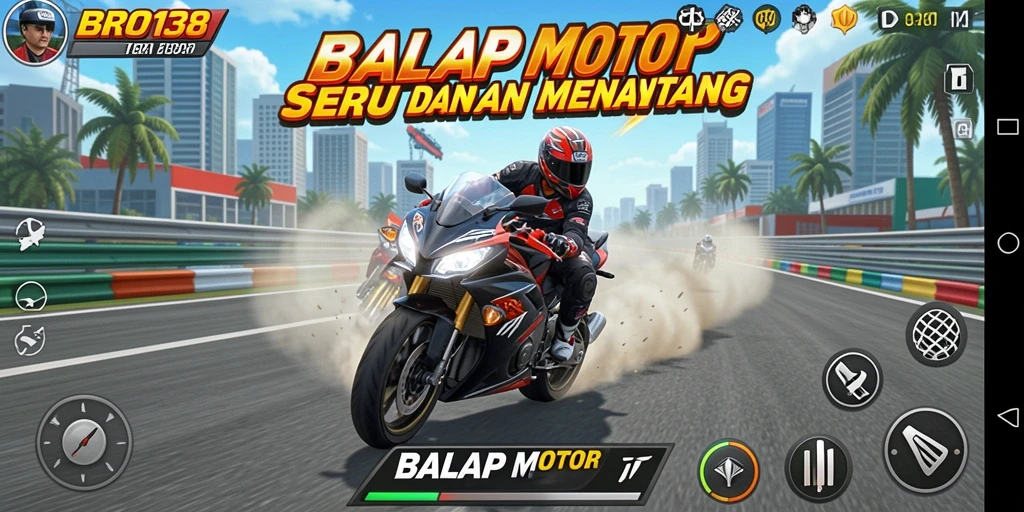 Tampilan antarmuka utama game Balap Motor yang menarik.
