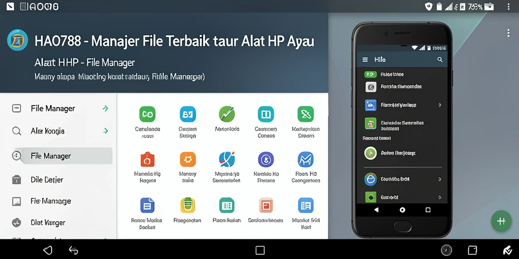 Screenshot aplikasi HAO788 menampilkan antarmuka manajer file yang rapi dan terorganisir.