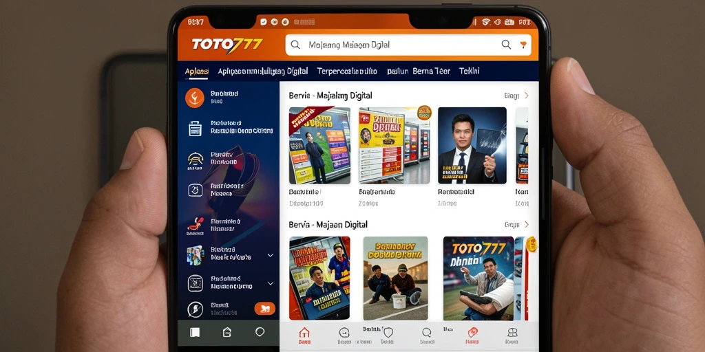 Tampilan utama aplikasi TOTO777 dengan berita terkini dan fitur menarik.